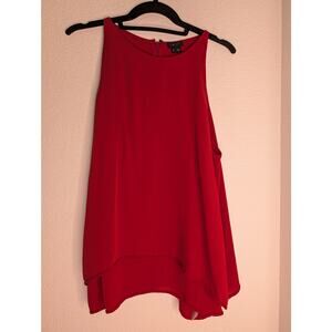 Theory 100% Silk Red Draped Tank L Minimalist Chic Modern